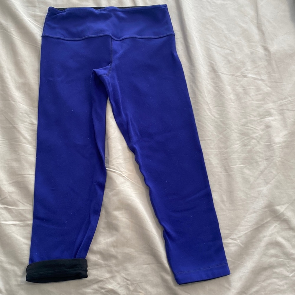 Lululemon Wunder Under Crop Reversible Pigment Blue Black 4 XS GUC